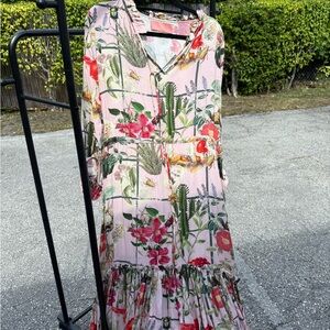 Elegant Pink and Red Maxi Dress